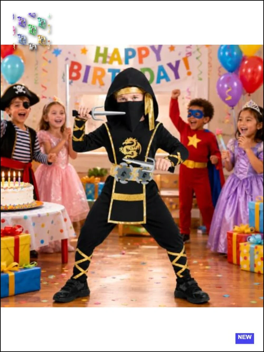Kids Ninja Costume Halloween Dress Up Set with Accessories Boys Girls